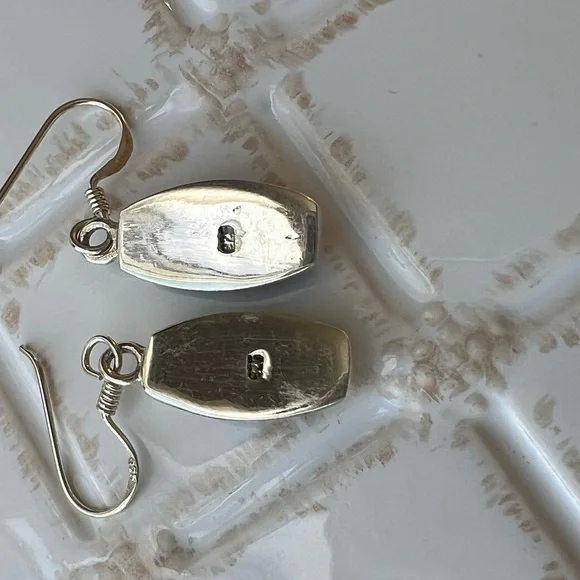 Elongated Dangle Earrings Vintage Sterling Silver 925 NOS Black Onyx - Picture 3 of 4